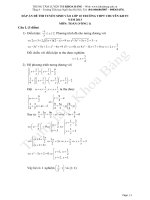 Đáp án đề thi môn toán vòng 1 chuyên KHTN năm 2013