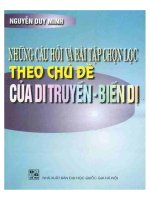 Ebook những câu hỏi và bài tập chọn lọc theo chủ đề của di truyền   biến dị  phần 1