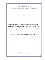 các nhân tố ảnh hưởng đến quyết định sử dụng dịch vụ ngân hàng của người dân ở khu vực nông thôn tỉnh an giang