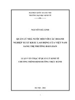 Quản lý nhà nước đối với các doanh nghiệp xuất khẩu lao động của việt nam sang thị trường đài loan