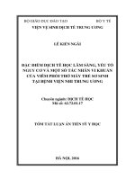 Đặc điểm dịch tễ học lâm sàng, yếu tố nguy cơ và một số tác nhân vi khuẩn của viêm phổi thở máy trẻ sơ sinh tại bệnh viện nhi trung ương (TT)