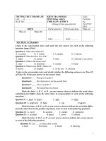 KIỂM TRA 1 TIẾT TIẾNG ANH 6 9 KÈM ĐÁP ÁN