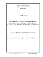 Những biện pháp rút ngắn khoảng cách tiếp nhận cho học sinh miền núi khi dạy tác phẩm vội vàng của tác giả Xuân Diệu ở nhà trường Trung học phổ thông