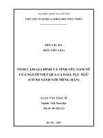 Tình cảm gia đình và tình yêu nam nữ của người việt qua ca dao, tục ngữ ( có so sánh với tiếng hán) 