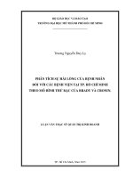 Phân tích sự hài lòng của bệnh nhân đối với các bệnh viện tại TP  hồ chí minh theo mô hình thức bậc của brady và cronin 