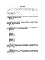 Cấu trúc đề thi học kỳ môn tiếng Anh 6 7 8 9 từ năm học 2015 2016