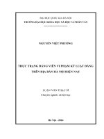 Thực trạng đảng viên vi phạm kỷ luật đảng trên địa bàn hà nội hiện nay  luận văn ths  xã hội học 