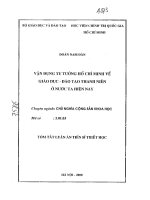 Vận dụng tư tưởng hồ chí minh về giáo dục đào tạo thanh niên ở nước ta hiện nay 