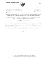 INTERNATIONAL CONVENTION FOR THE CONTROL AND MANAGEMENT OF SHIPS BALLAST WATER