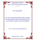 Các yếu tố ảnh hưởng đến giá trị cảm nhận của khách hàng nữ đối với mặt hàng xe tay ga của hãng yamaha tại thành phố hồ chí minh 