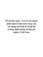 VAI TRÒ CỦA THÀNH PHẦN KINH TẾ NHÀ NƯỚC TRONG VIỆC XÂY DỰNG NỀN KINH TẾ THỊ TRƯỜNG, ĐỊNH HƯỚNG XÃ HỘI CHỦ NGHĨA Ở VIỆT NAM