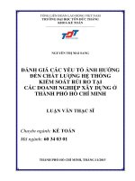 LUẬN VĂN THẠC SỸ: ĐÁNH GIÁ CÁCYẾUTỐ ẢNHHƯỞNG  ĐẾN CHẤTLƯỢNG HỆ THỐNG KIỂM SOÁT RỦI RO TẠI CÁC DOANH NGHIỆP XÂY DỰNG Ở TP.HCM
