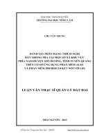 Đánh giá phân hạng thích nghi đất trồng mía tại một số xã khu vực phía nam huyện Sơn Dương tỉnh Tuyên Quang trên cơ sở ứng dụng phần mềm Ales và phần mềm primer 5.0 kết nối với Gis