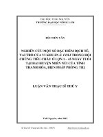 Nghiên cứu một số đặc điểm dịch tễ,vai trò của vi khuẩn E.coli trong hội chứng tiêu chảy ở lợn 145 ngày tuổi tại hai huyện miền núi của tỉnh Thanh Hóa, biện pháp phòng trị