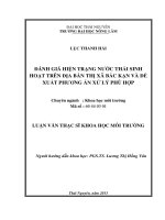 Đánh giá hiện trạng nước thải sinh hoạt trên địa bàn thị xã bắc kạn và đề xuất phương án xử lý phù hợp 