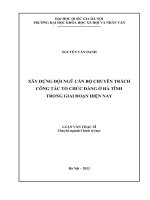 Xây dựng đội ngũ cán bộ chuyên trách công tác tổ chức đảng ở hà tĩnh trong giai đoạn hiện nay