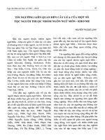 Tín ngưỡng liên quan đến cây lúa của một số tộc người thuộc nhóm ngôn ngữ môn khơ me