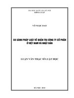 So sánh pháp luật về quản trị công ty cổ phần ở việt nam và nhật bản 