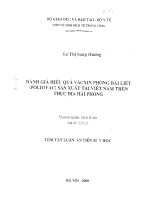 Đánh giá hiệu quả vacxin phòng bại liệt sản xuất tại việt nam trên thực địa hải phòng 