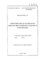 Vấn đề phân công lại lao động xã hội trong quá trình chuyển dịch cơ cấu kinh tế ở tỉnh tiền giang 