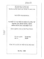 Vị thế và vai trò xã hội của phụ nữ trong gia đình nông thôn đồng bằng bắc bộ hiện nay 