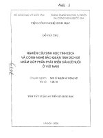 Nghiên cứu sinh học tinh dịch và công nghệ bảo quản tinh dịch dê nhằm góp phần phát triển đàn dê nuôi ở việt nam 