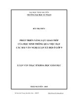 Phát triển năng lực giao tiếp của học sinh thông qua việc dạy các bài văn nghị luận xã hội ở lớp 9
