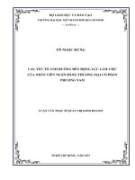 Các yếu tố ảnh hưởng đến động lực làm việc của nhân viên ngân hàng thương mại cổ phần phương nam 