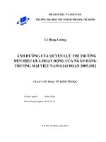 Ảnh hưởng của quyền lực thị trường đến hiệu quả hoạt động của ngân hàng thương mại việt nam giai đoạn 2005   2012 