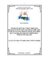 Đánh giá kết quả thực hiện quy hoạch sử dụng đất giai đoạn 2006  2010 và đề xuất giải pháp sử dụng đất hiệu quả tại địa bàn huyện chiêm hóa, tỉnh tuyên quang 