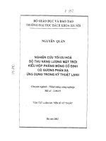 Nghiên cứu tối ưu hóa bộ thu năng lượng mặt trời kiểu hộp phẳng mỏng cố định có gương phản xạ 