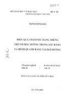 Hiệu quả chăm sóc răng miệng trẻ em học đường trong sâu răng và bệnh quanh răng tại hải dương 