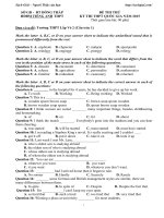 Đề thi thử THPT quốc gia môn tiếng anh trường THPT lấp vò 2, đồng tháp năm 2015 pdf 