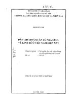 luận án tiến sĩ dân chủ hóa quản lý nhà nước về kinh tế ở việt nam hiện nay
