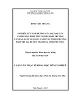 Nghiên cứu ảnh hưởng của mật độ cấy và phương pháp trừ cỏ đến sinh trưởng và năng suất lúa BC15 canh tác theo phương pháp SRI tại huyện thanh ba tỉnh phú thọ 