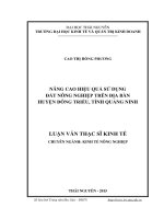 Nâng cao hiệu quả sử dụng đất nông nghiệp trên địa bàn huyện Đông Triều tỉnh Quảng Ninh