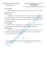 Đề thi thử thpt quốc gia môn lịch sử 2016 mới nhất