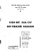 Vấn đề gia cư đô thành  sài gòn 