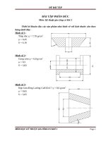 Thiết kế khuôn đúc các sản phẩm như hình vẽ với kích thước cho theo bảng 