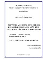 Các yếu tố ảnh hưởng đến dự phòng rủi ro tín dụng của các ngân hàng thương mại việt nam giai đoạn 2007 2014 