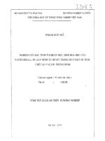 Nghiên cứu đặc tính vi khuẩn học sinh hóa học của PASTEURELLA SP gây bệnh tụ huyết trùng dê ở một số tỉnh 