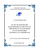 Các yếu tố ảnh hưởng đến quyết định chọn lựa nhà cung cấp thiết bị liên lạc vô tuyến nội bộ của các doanh nghiệp tại TP. HCM và các tỉnh phía nam
