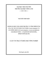 Đánh giá khả năng sinh trưởng và tính thích ứng của các xuất xứ keo tai tượng và các dòng keo lai giai đoạn tuổi 1 2 tại huyện sơn dương, tỉnh tuyên quang 
