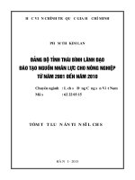 Đảng bộ tỉnh thái bình lãnh đạo đào tạo nguồn nhân lực cho nông nghiệp từ năm 2001 đến năm 2010 tt 