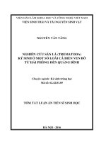 Nghiên cứu sán lá (TREMATODA) ký sinh ở một số loài cá biển ven bờ từ Hải Phòng đến Quảng Bình