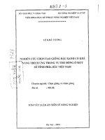Nghiên cứu chọn tạo giống đậu xanh có khả năng thích ứng trong vụ thu đông ở một số tỉnh phía bắc việt nam 