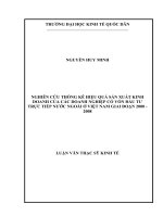 NGHIÊN CỨU THỐNG KÊ HIỆU QUẢ SẢN XUẤT KINH DOANH CỦA CÁC DOANH NGHIỆP CÓ VỐN ĐẦU TƯ TRỰC TIẾP NƯỚC NGOÀI Ở VIỆT NAM GIAI ĐOẠN 2000 - 2008