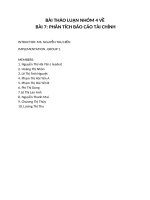 BÀI THẢO LUẬN NHÓM 4 phân tích báo cáo tài chính 