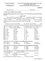 Đề thi tiếng anh tuyển sinh vào lớp 10 THPT vĩnh phúc năm học 2015 2016