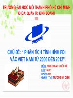 chủ đề phân tích tình hình fdi vào việt nam từ 2006 đến 2012